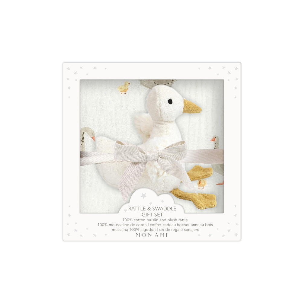 MON AMI Mother Goose swaddle blanket for cozy, breathable newborn swaddling