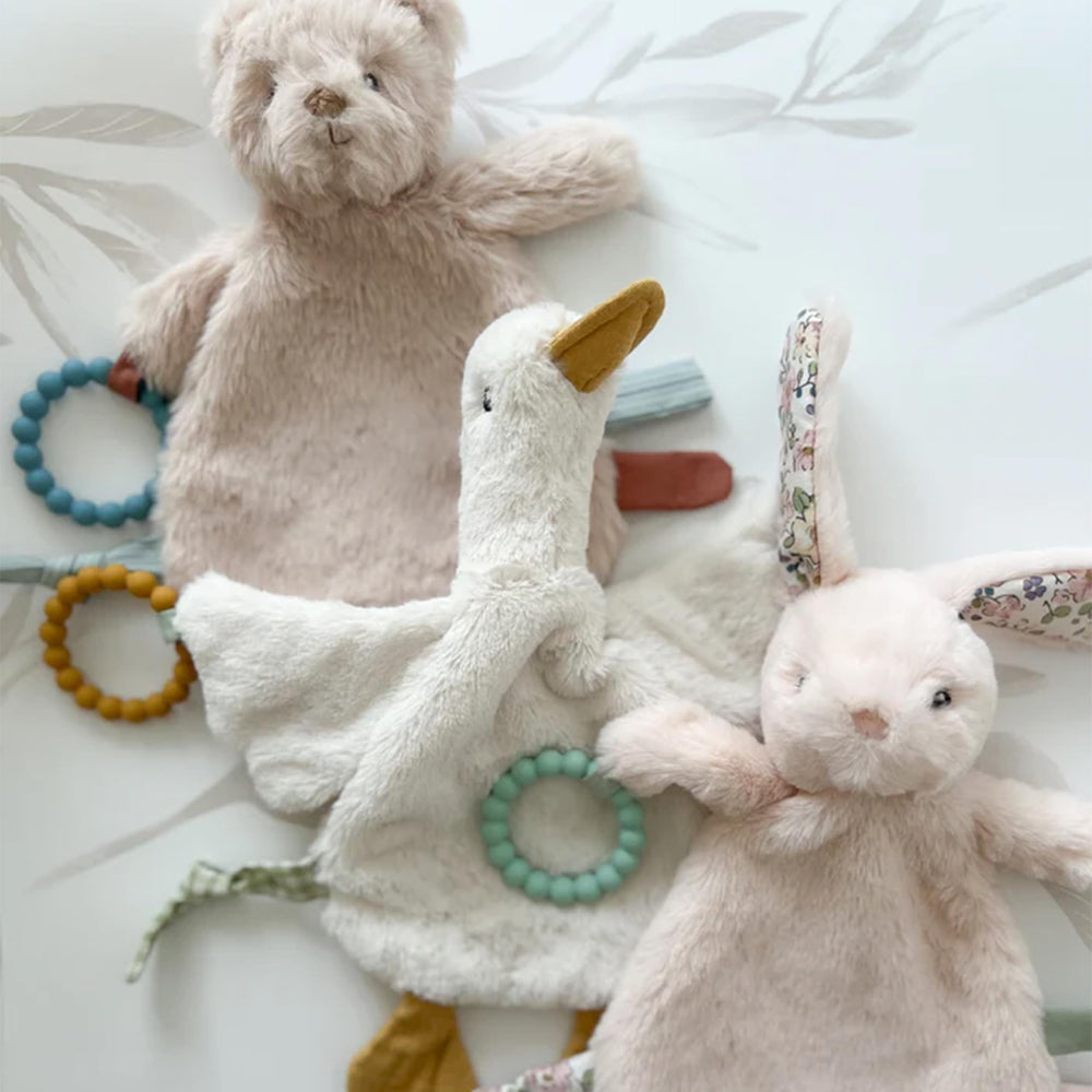 12-inch MON AMI PRU Goose Teether Lovie fits small hands for on-the-go soothing
