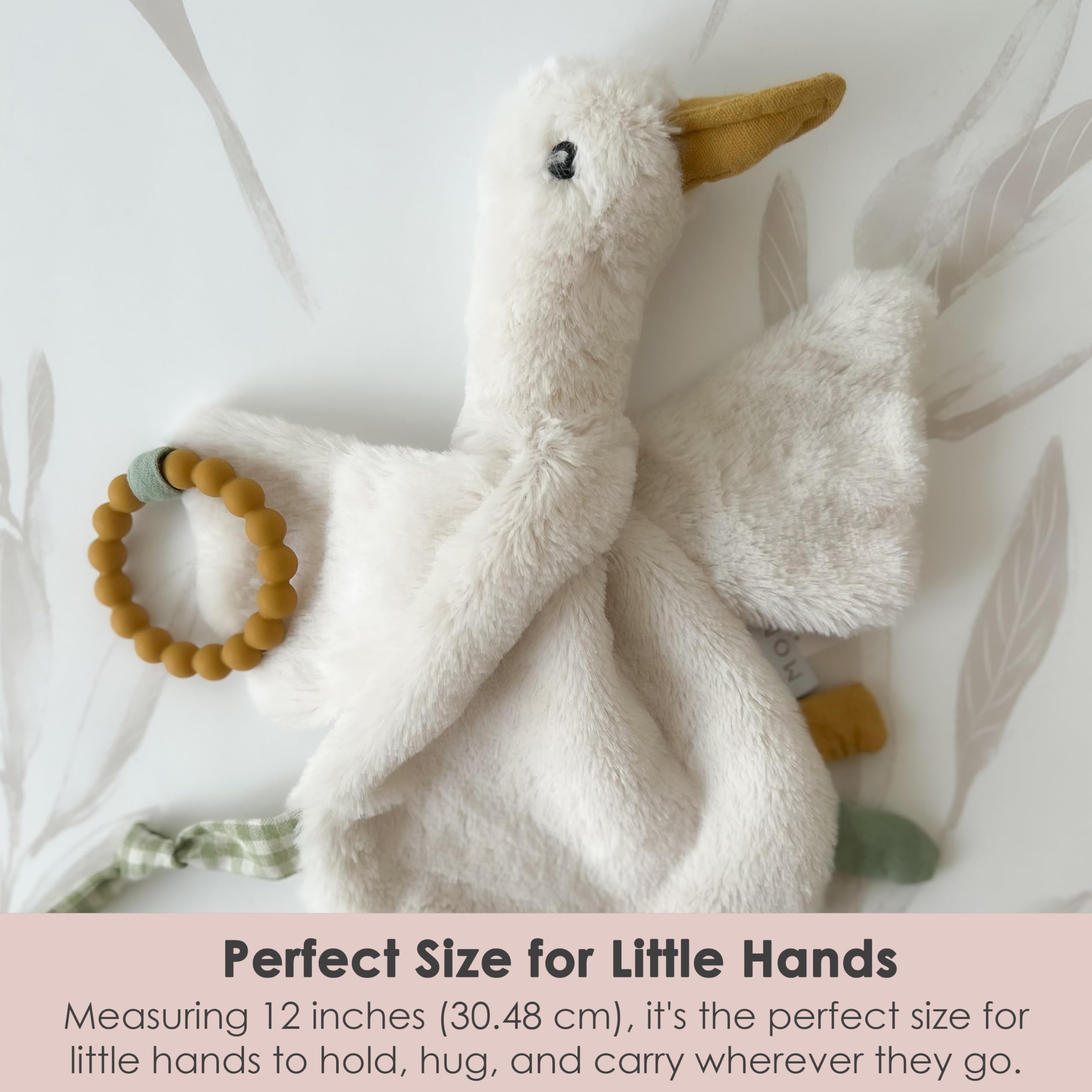 Crinkly arms on MON AMI PRU Goose Teether Lovie enhance sensory play and exploration