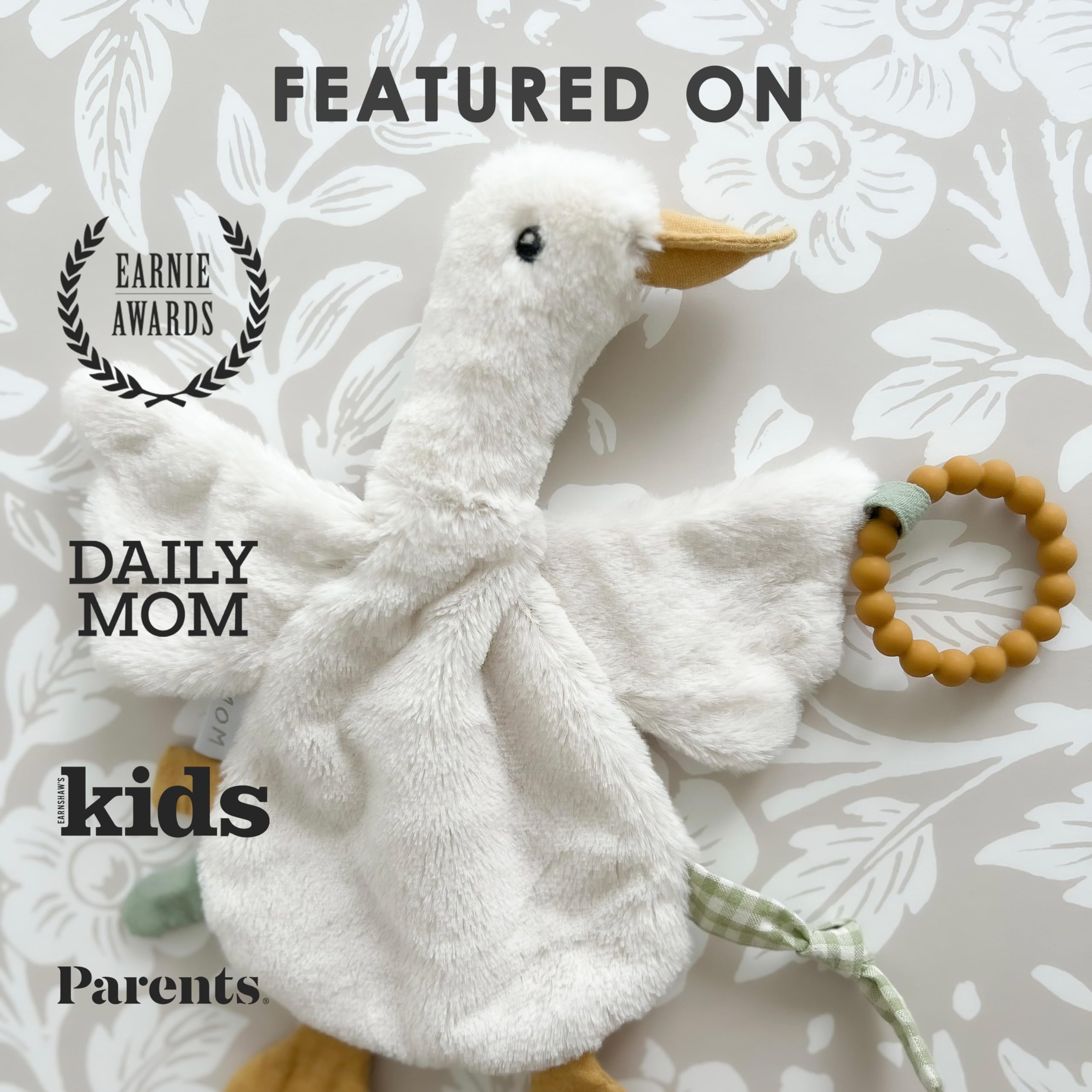 MON AMI PRU Goose Teether Lovie spot-clean friendly and easy to care for