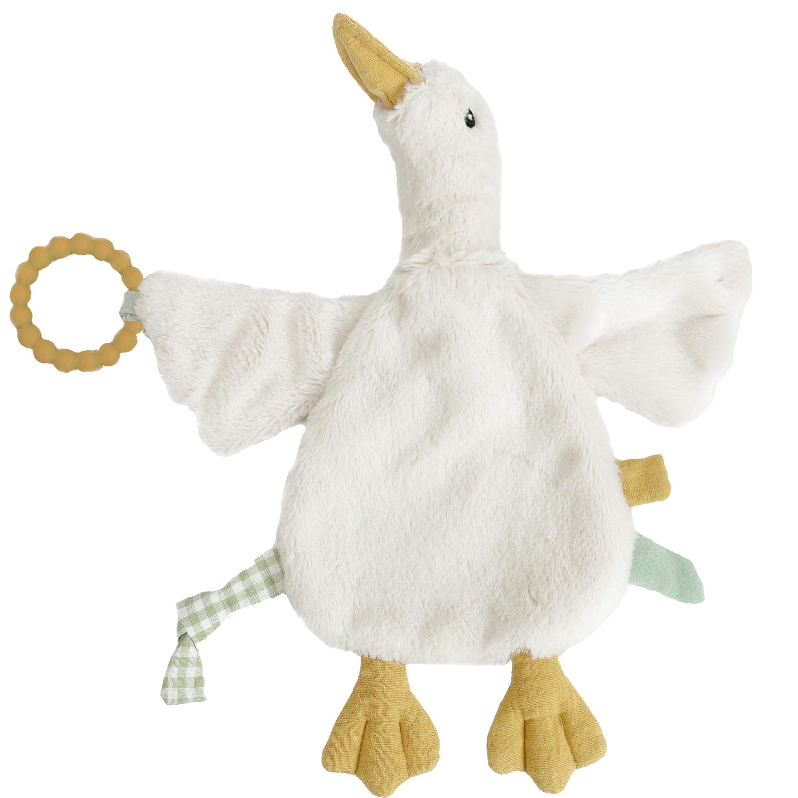 MON AMI PRU Goose Teether Lovie front view offers comforting plush and teether for soothing gums