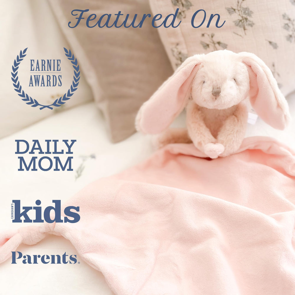 MON AMI Rosie The Bunny's embroidered face reduces choking risk while keeping cute details.