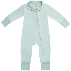 MON CHOU Meadow convertible footie flatlay showing soft organic cotton and design details