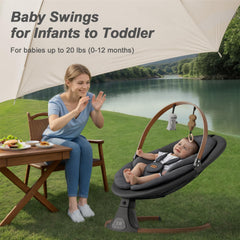 Monamii baby swing auto-rocking mode for hands-free soothing.