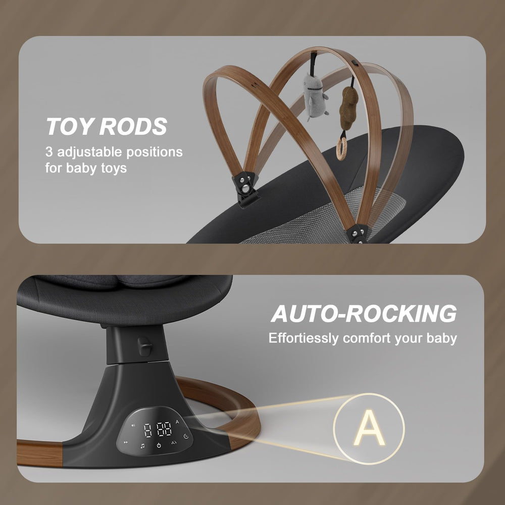Monamii indoor and outdoor-ready swing for versatile soothing at home or on the go.