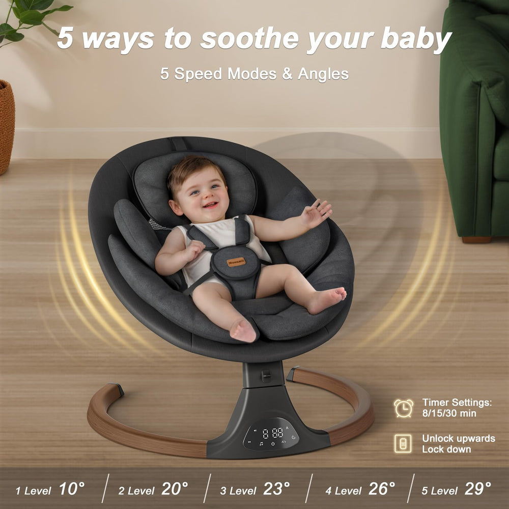Monamii baby swing remote control panel for easy operation from anywhere.
