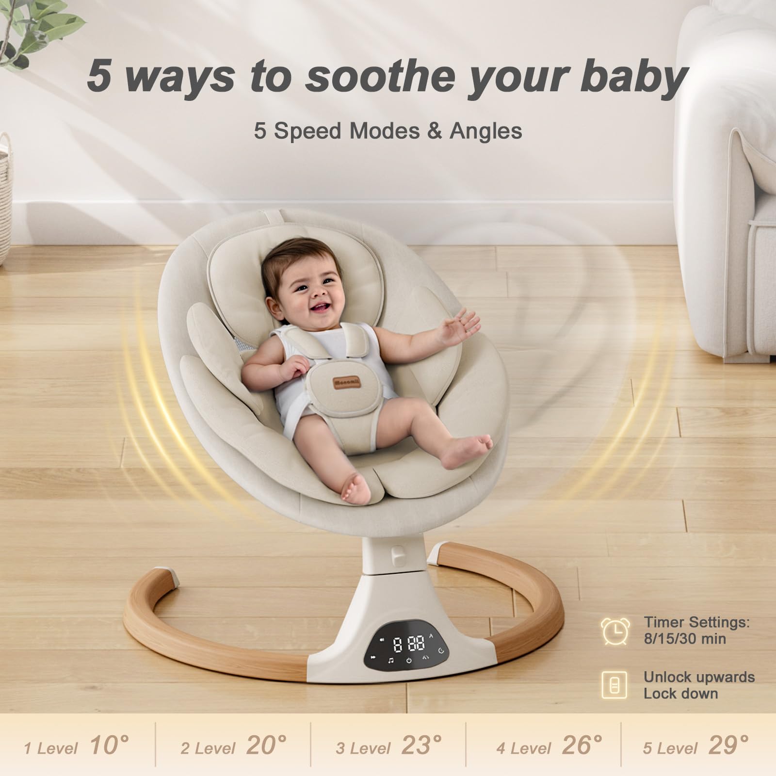 Monamii baby swing remote control for easy operation.