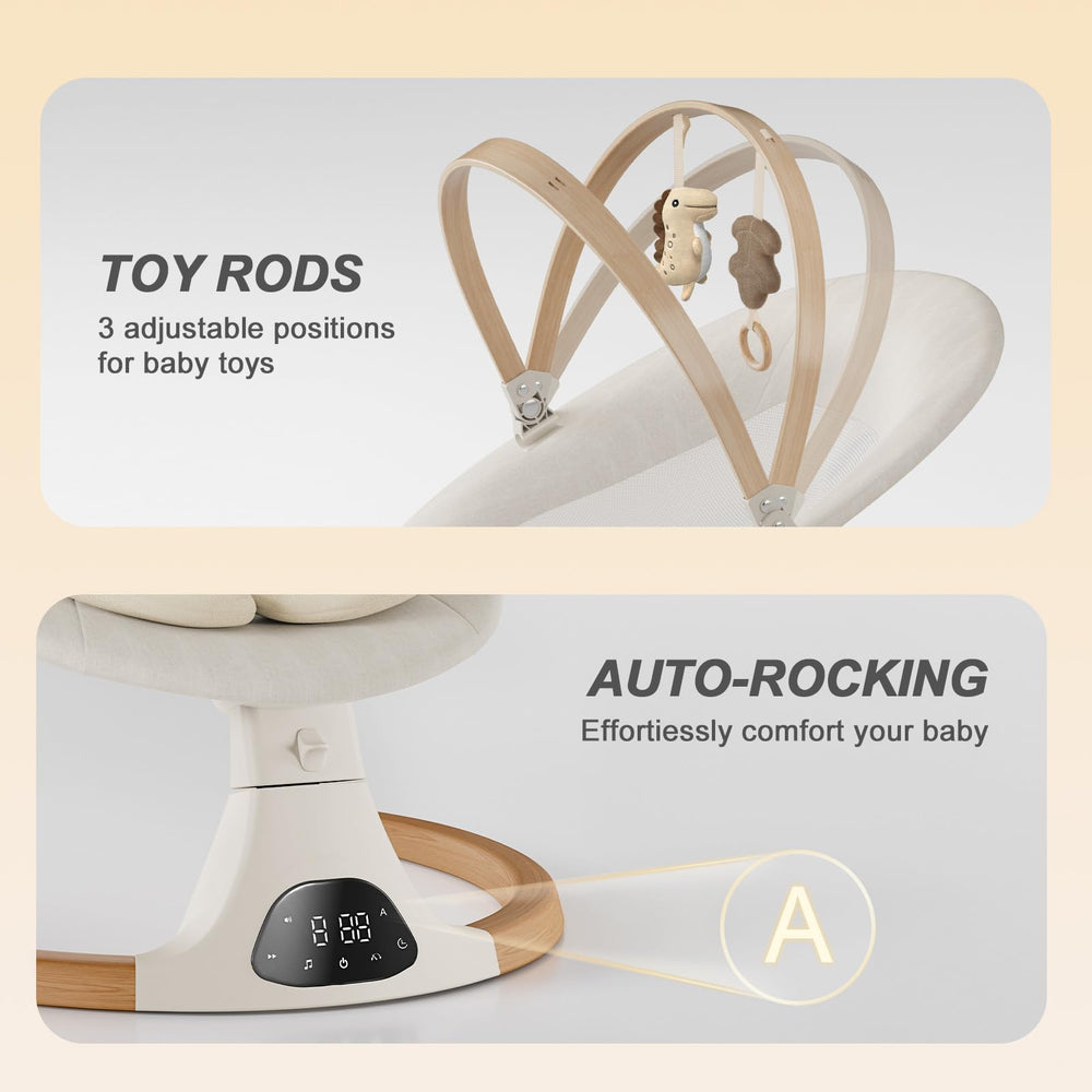 Monamii toy bar with hanging toys stimulates early senses.