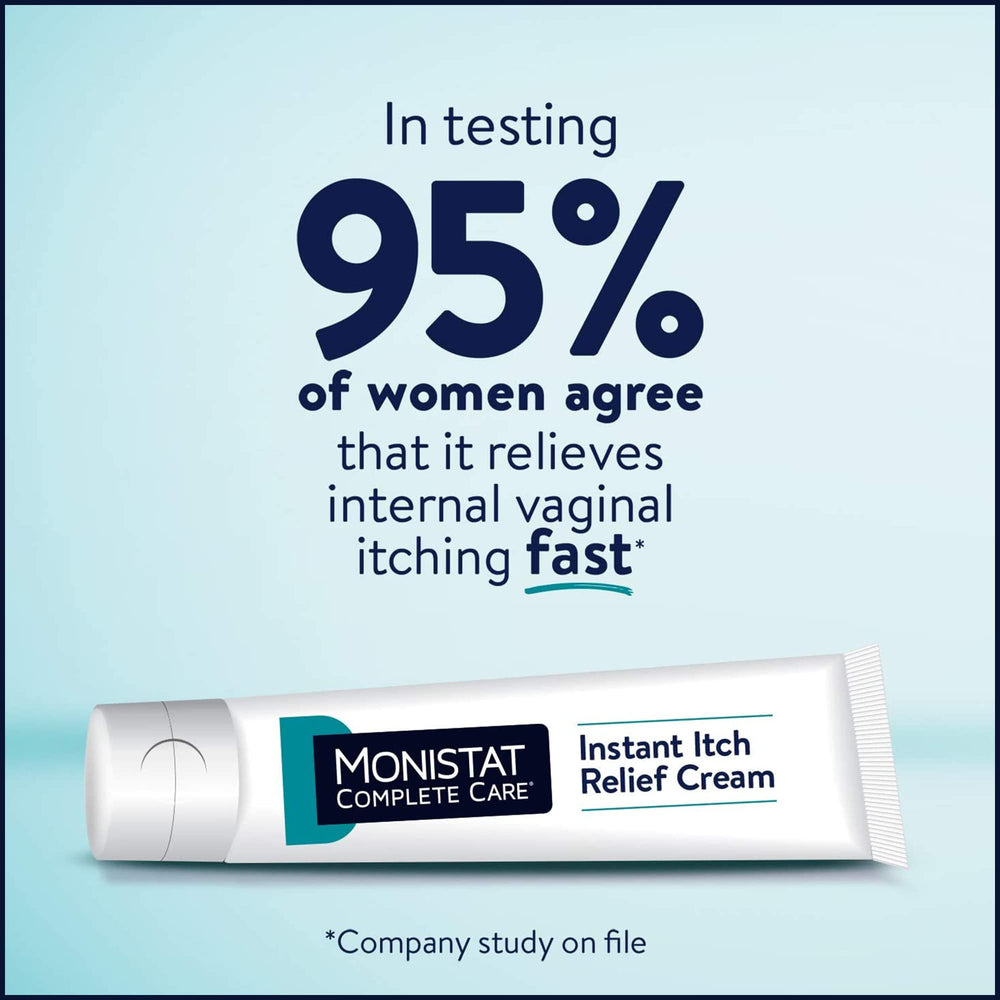 Monistat 1% hydrocortisone ingredient label highlights maximum strength itch relief.