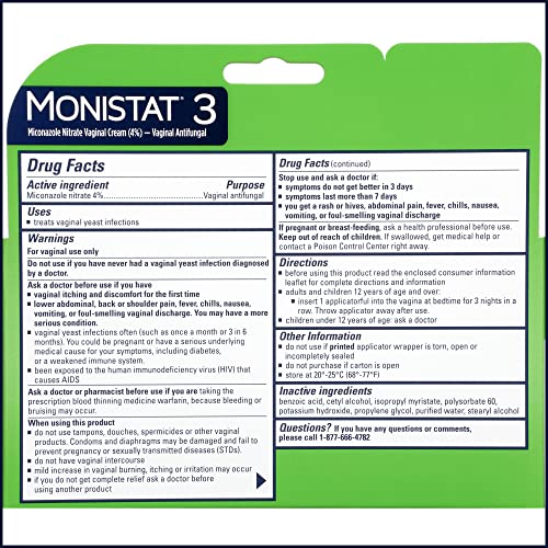 Monistat 3 Day prefilled applicators arranged for use