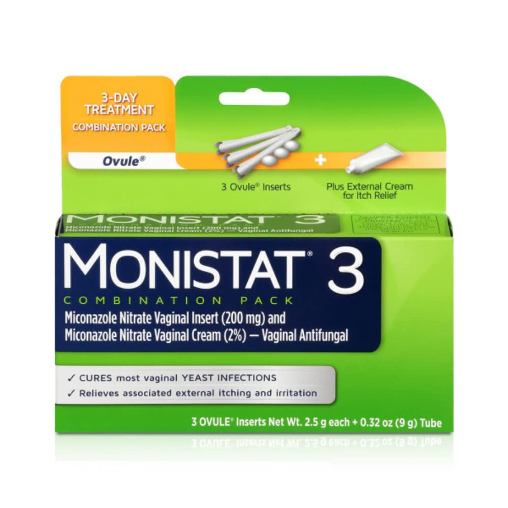 Monistat 3-day yeast infection ovules ready for night use targeting the infection.