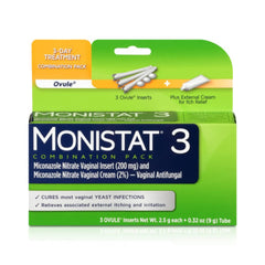 Monistat 3-day yeast infection ovules ready for night use targeting the infection.