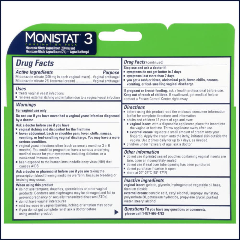 Monistat clinically proven safe and effective yeast treatment you can trust.
