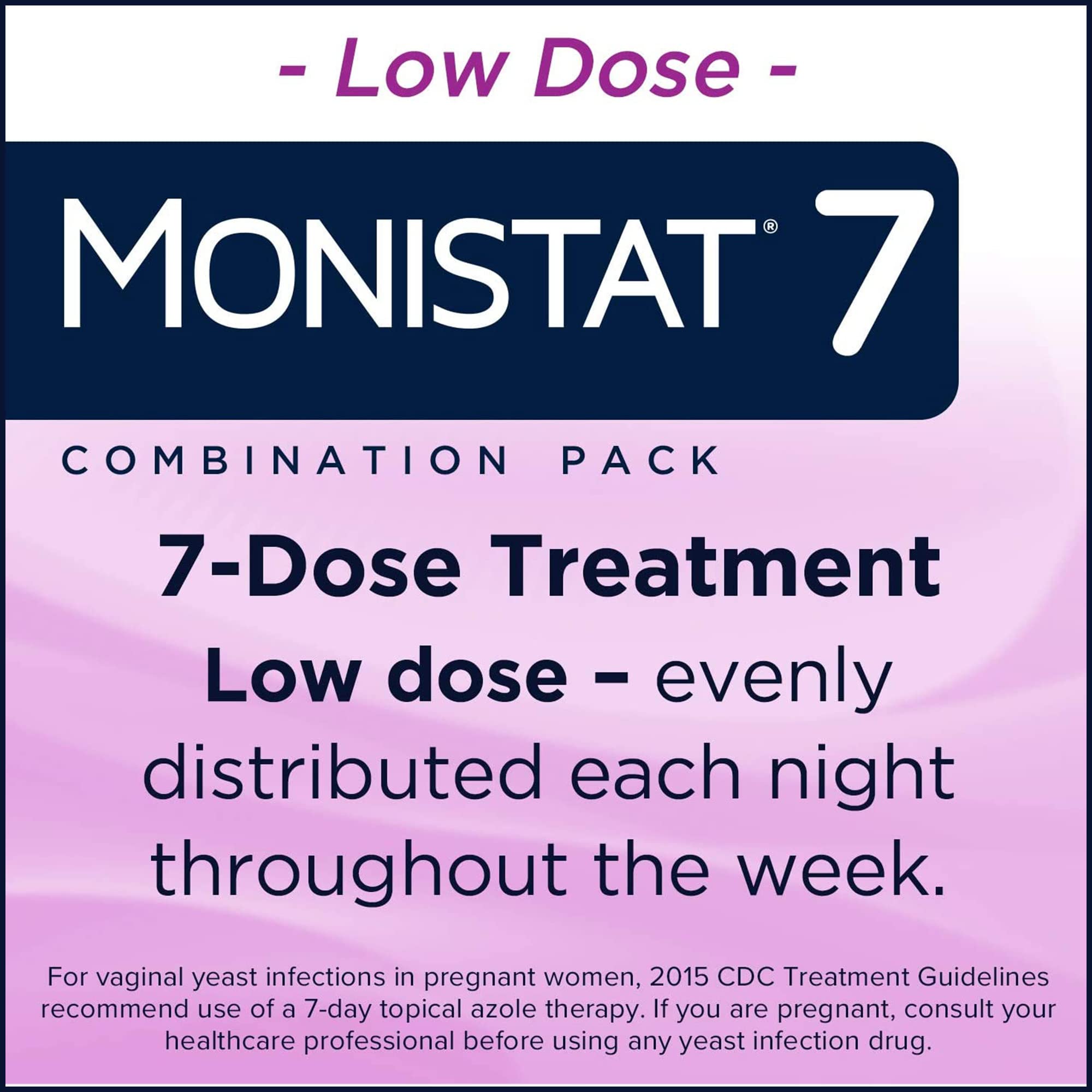 Monistat night-time application illustration showing seven-day routine.