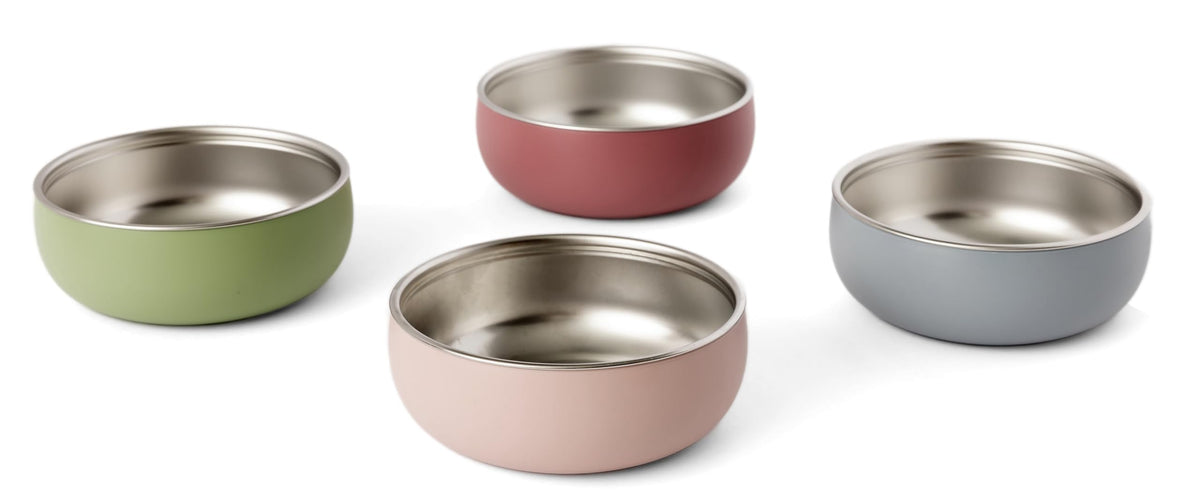 Monkey Proof 5-inch baby bowl set4 stays stable on table for easy feeding.