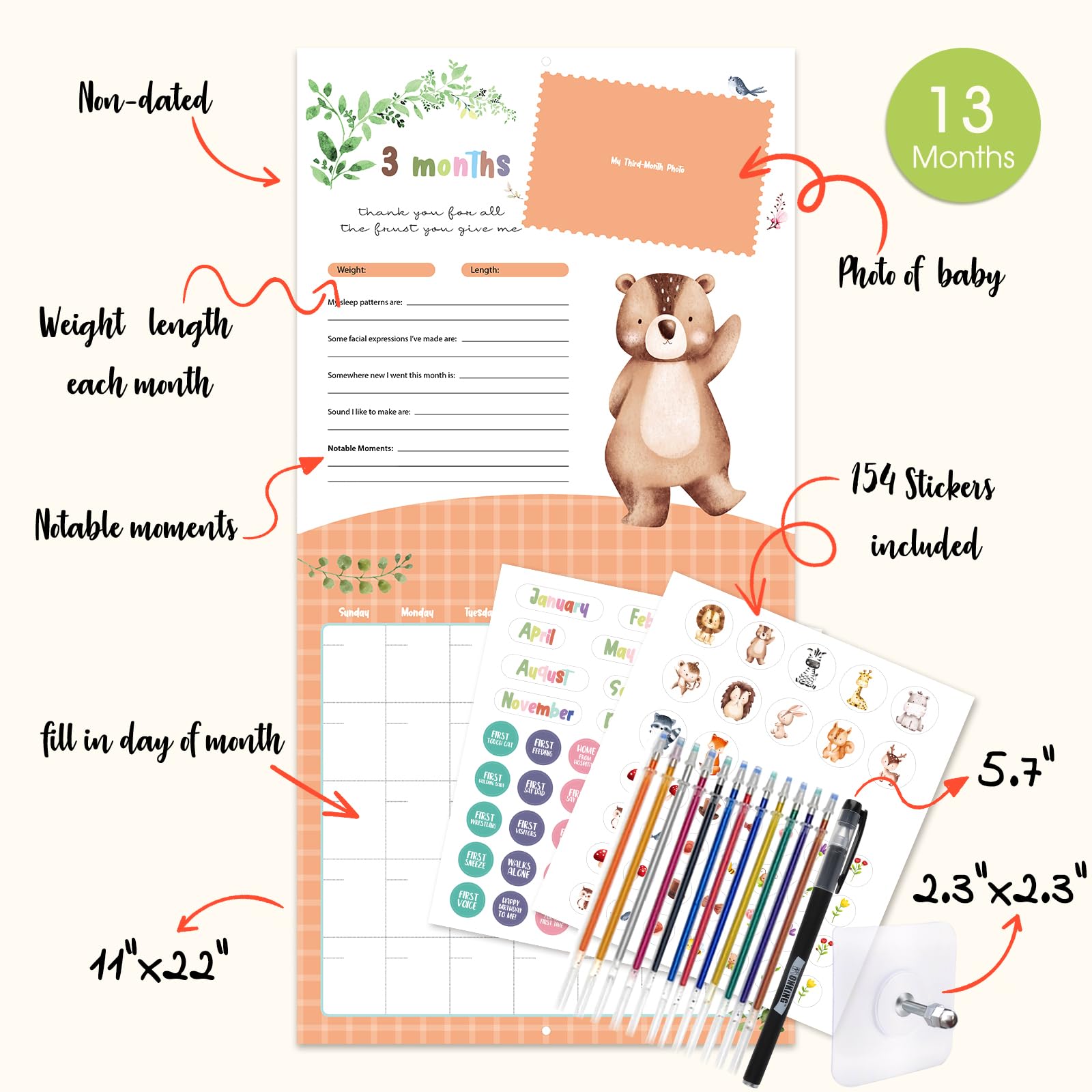 Monking Bright Day 86-piece sticker set to mark milestones.