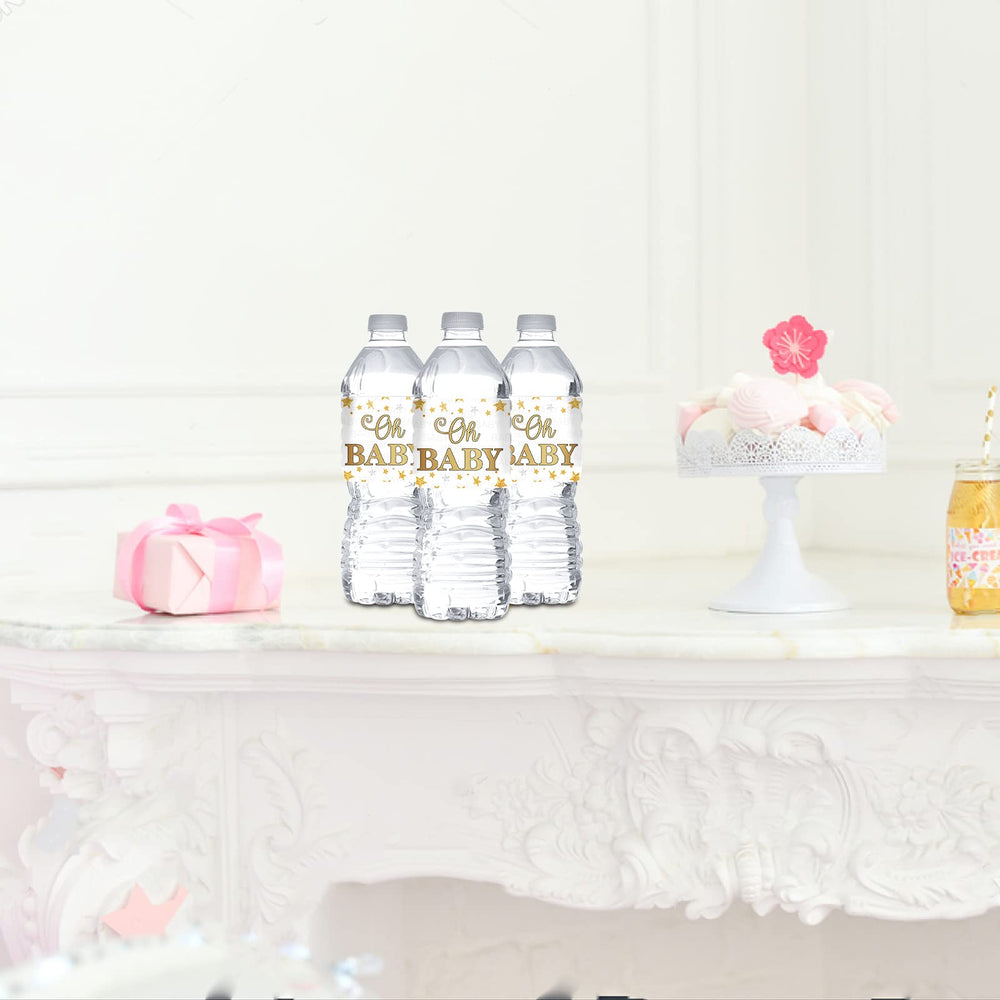 32-pack waterproof labels fit most standard water bottles for events.