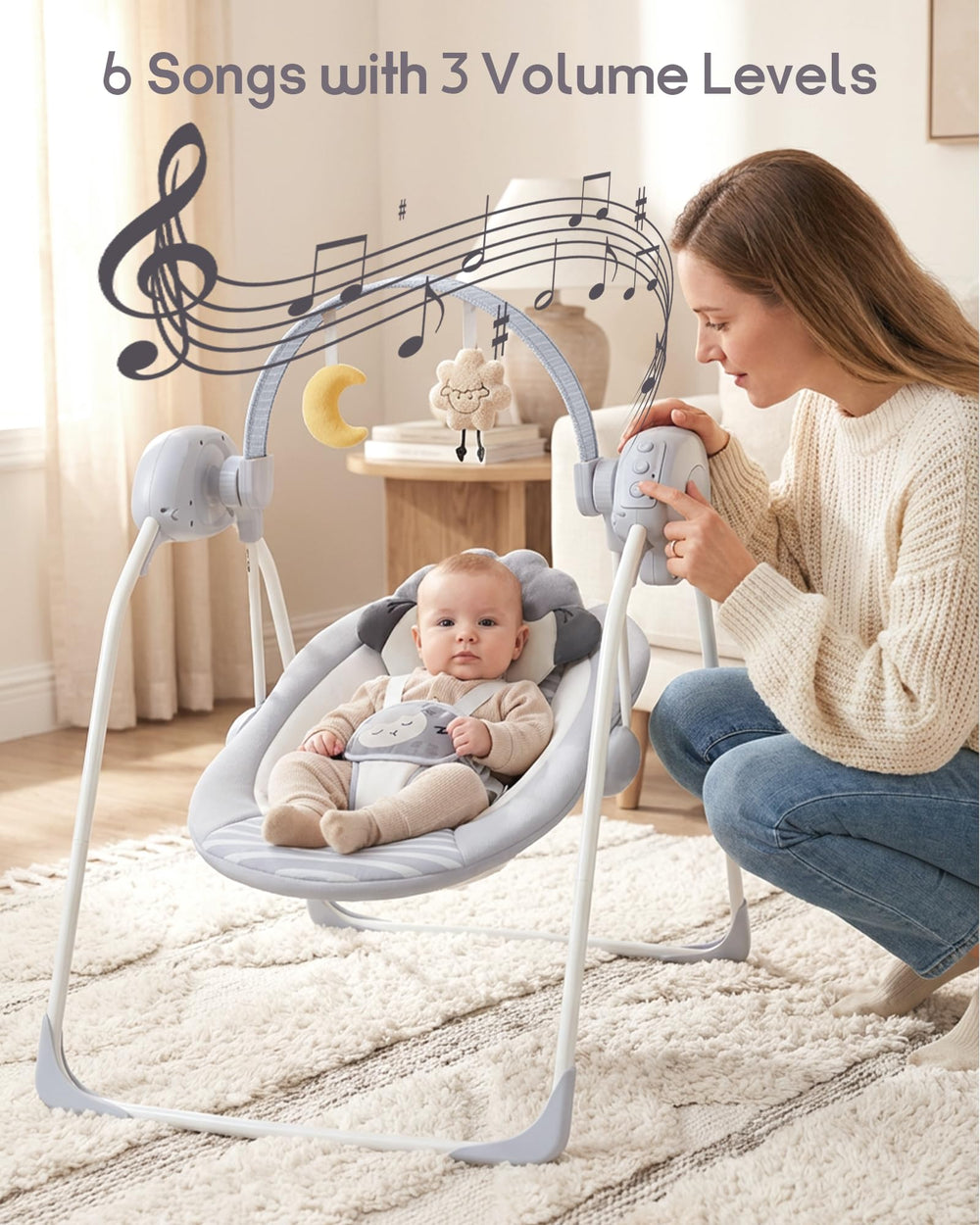Monniebaby five-speed dial lets you adjust pacing to comfort.