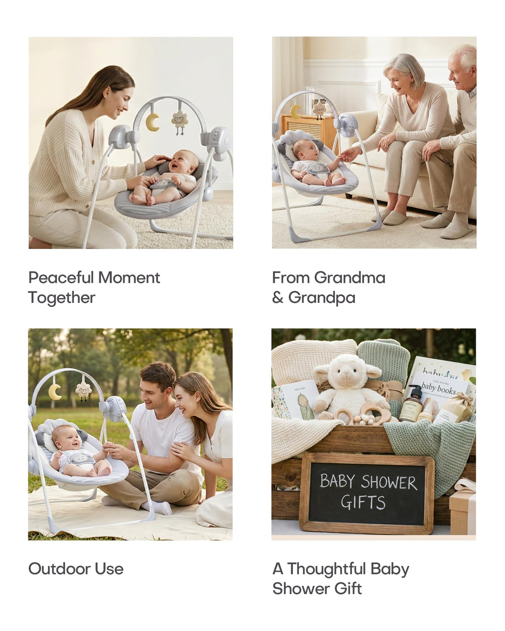 Monniebaby swing can run on power banks for on-the-go convenience.