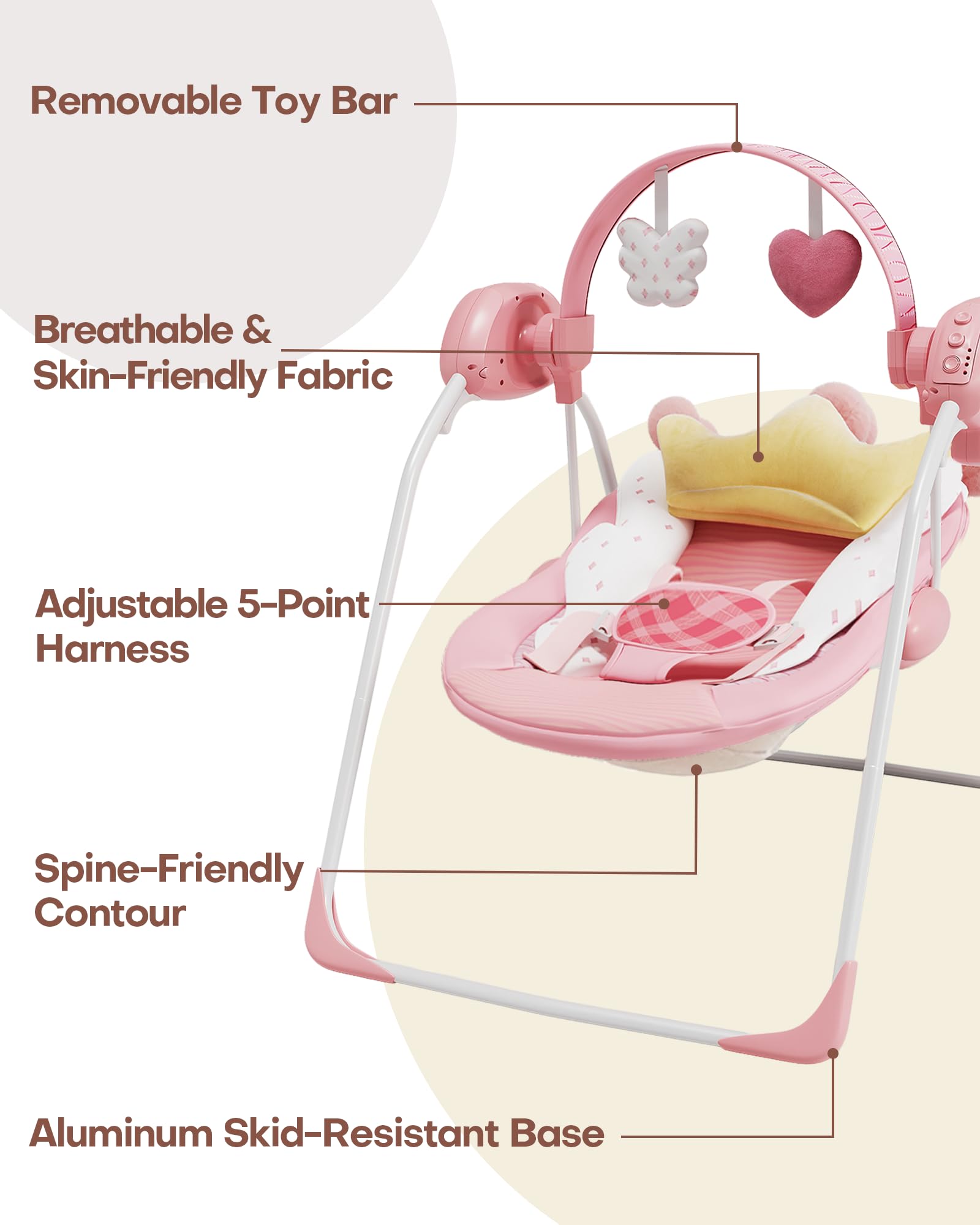 Monniebaby dual power options enable indoor use or portable charging.
