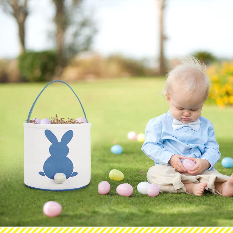 MONOBLANKS Easter Bunny Basket Blue side view, easy transport for events.