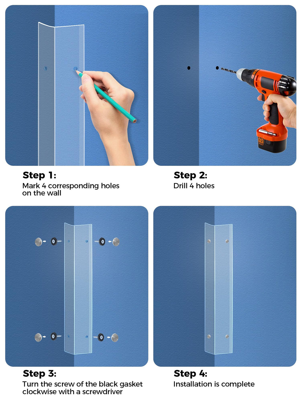 MONOID 89-degree corner fit shields walls with gap-free precision