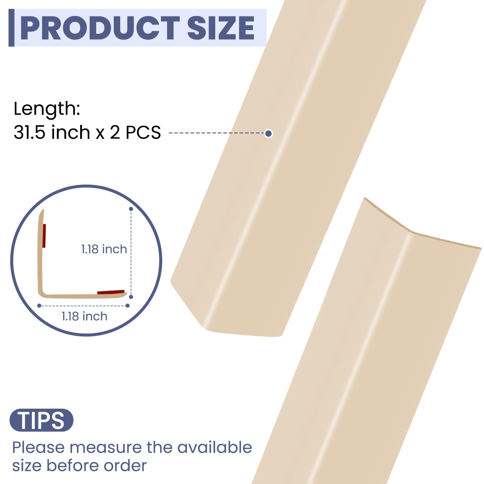 MONOID beige wall edge protector suitable for wood tile and metal surfaces