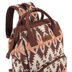 Montana West Wrangler Callie diaper backpack, stroller attachment in use, hands-free on the go.