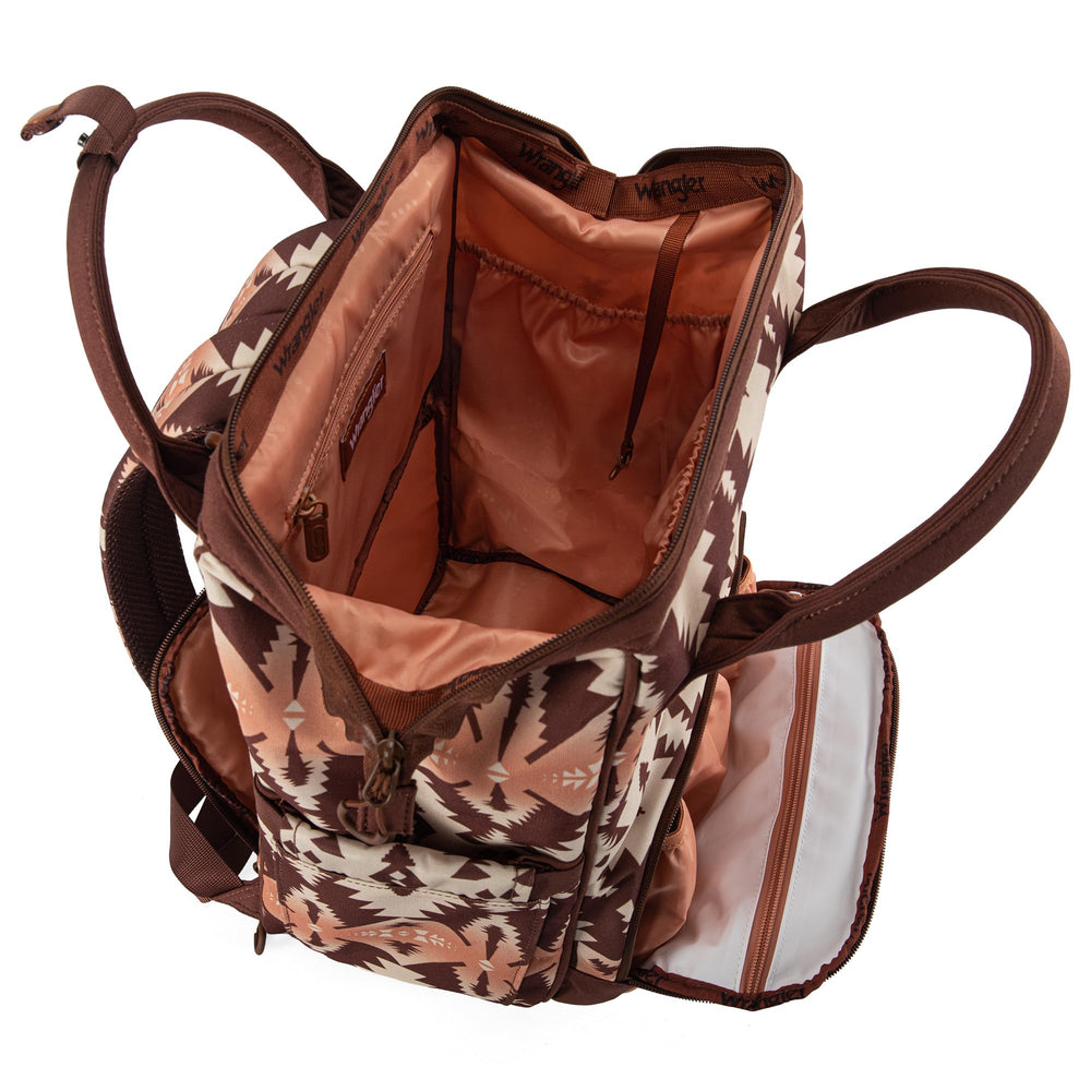 Montana West Wrangler Callie diaper backpack, waterproof compartment keeps essentials dry.
