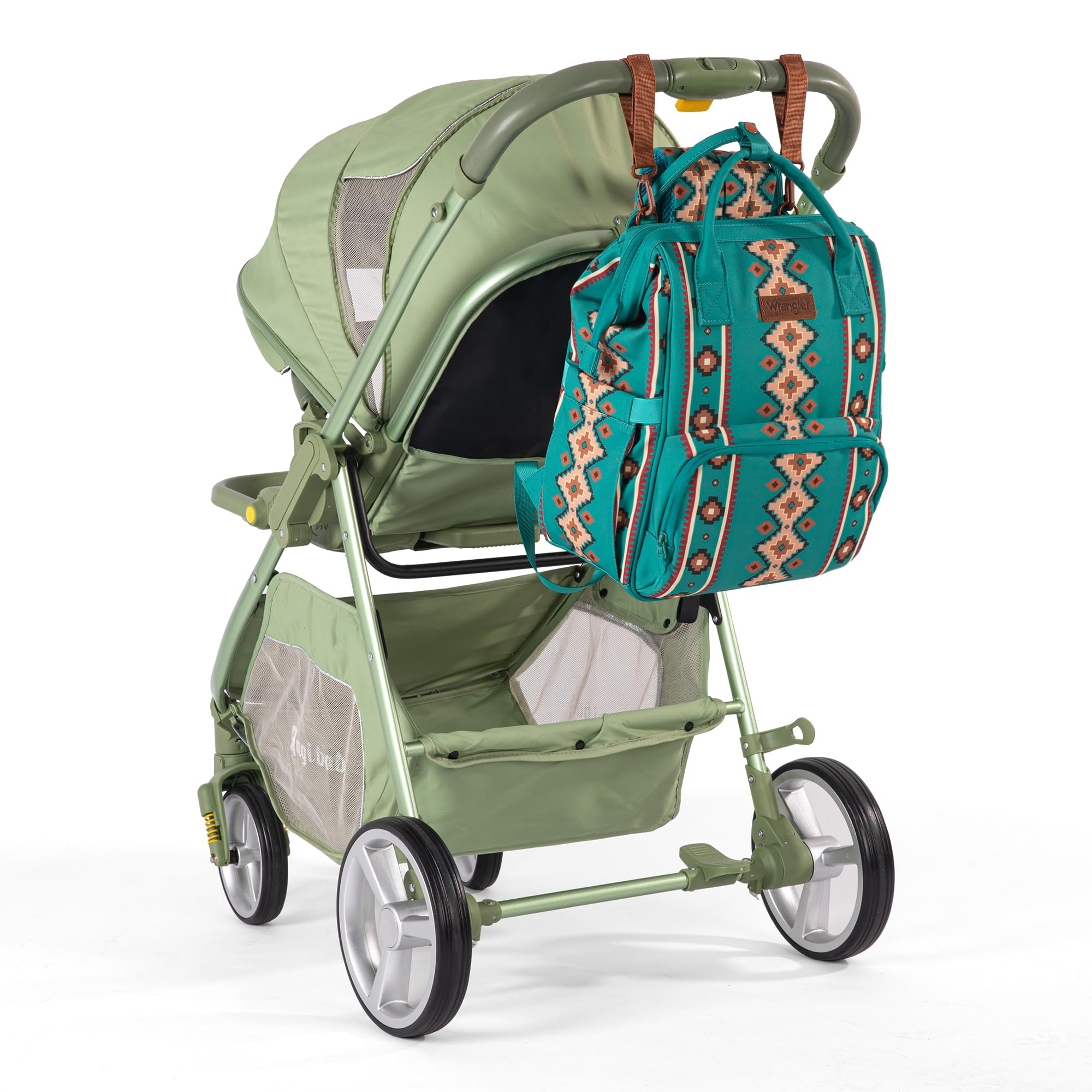 Insulated bottle pockets on Montana West Wrangler diaper bag for outings
