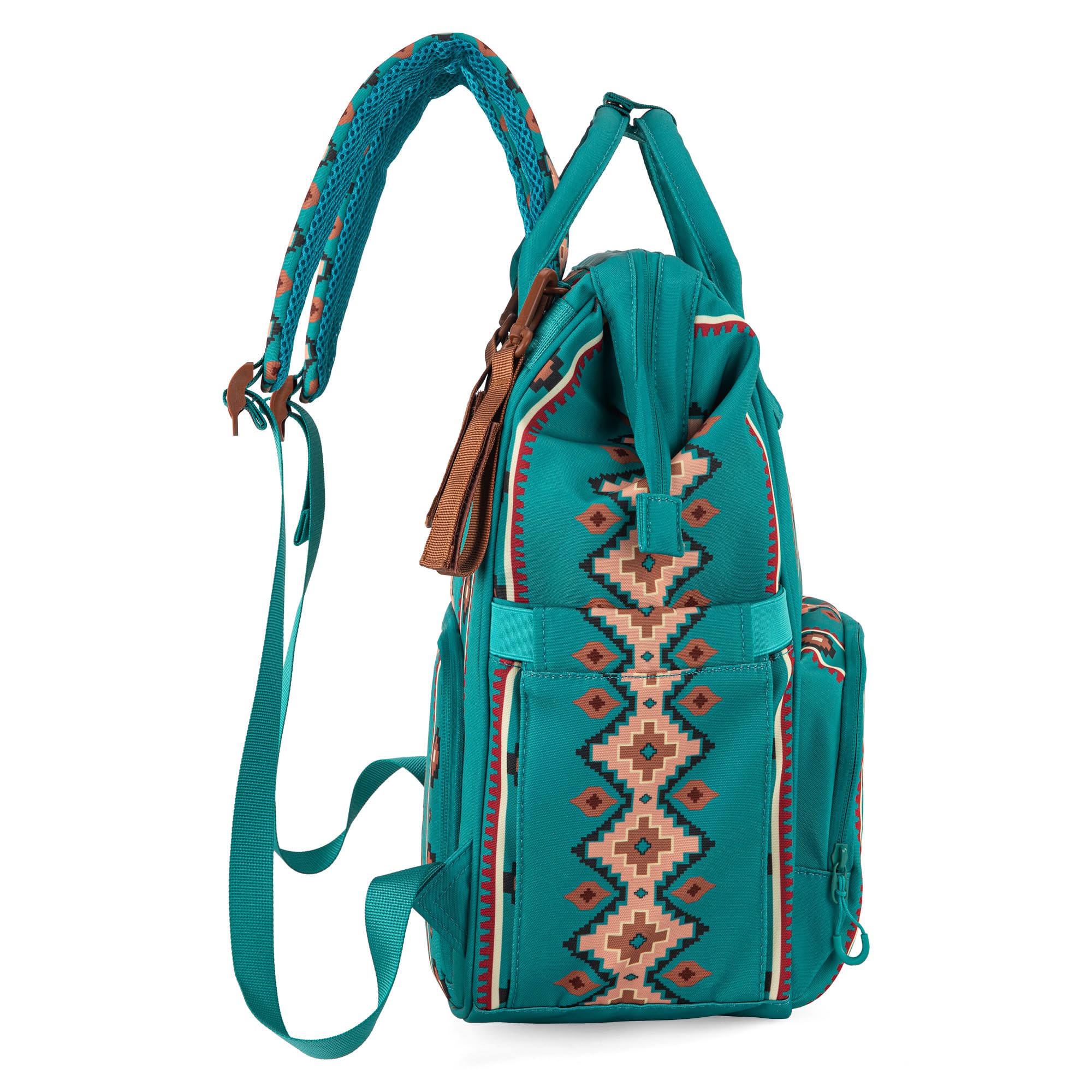 Waterproof insulated pockets on Montana West Wrangler diaper bag protect bottles