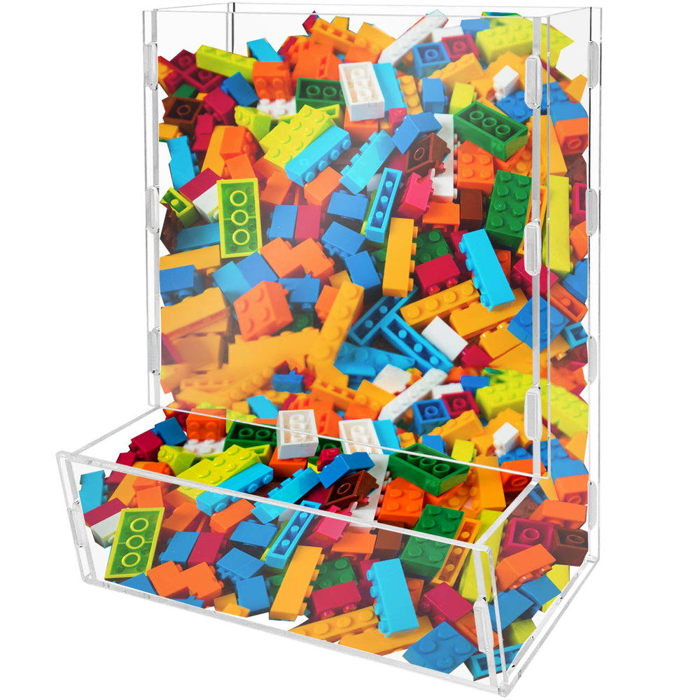 Montex acrylic wall toy dispenser front view showing clear visibility for easy toy selection.
