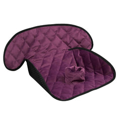 MOOB Waterproof Seat Protector front view, purple, protects car seat from spills.