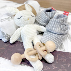Moody Park baby gift basket booties with vegan leather soles keep tiny feet warm.