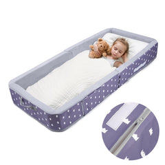 Mooedcoe bed with safety rails, designed to keep little ones secure during naps.