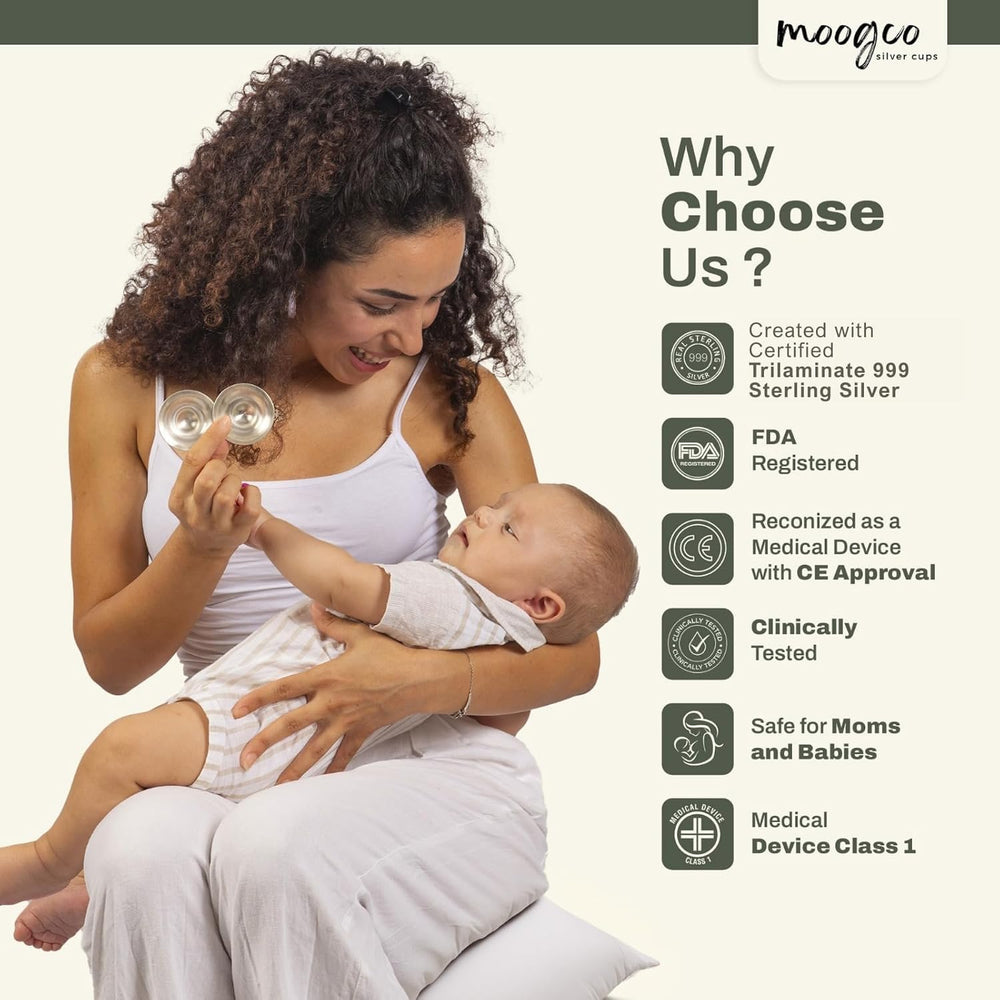 MOOGCO nursing cups under bra fit, ergonomic shape for secure, comfortable wear.