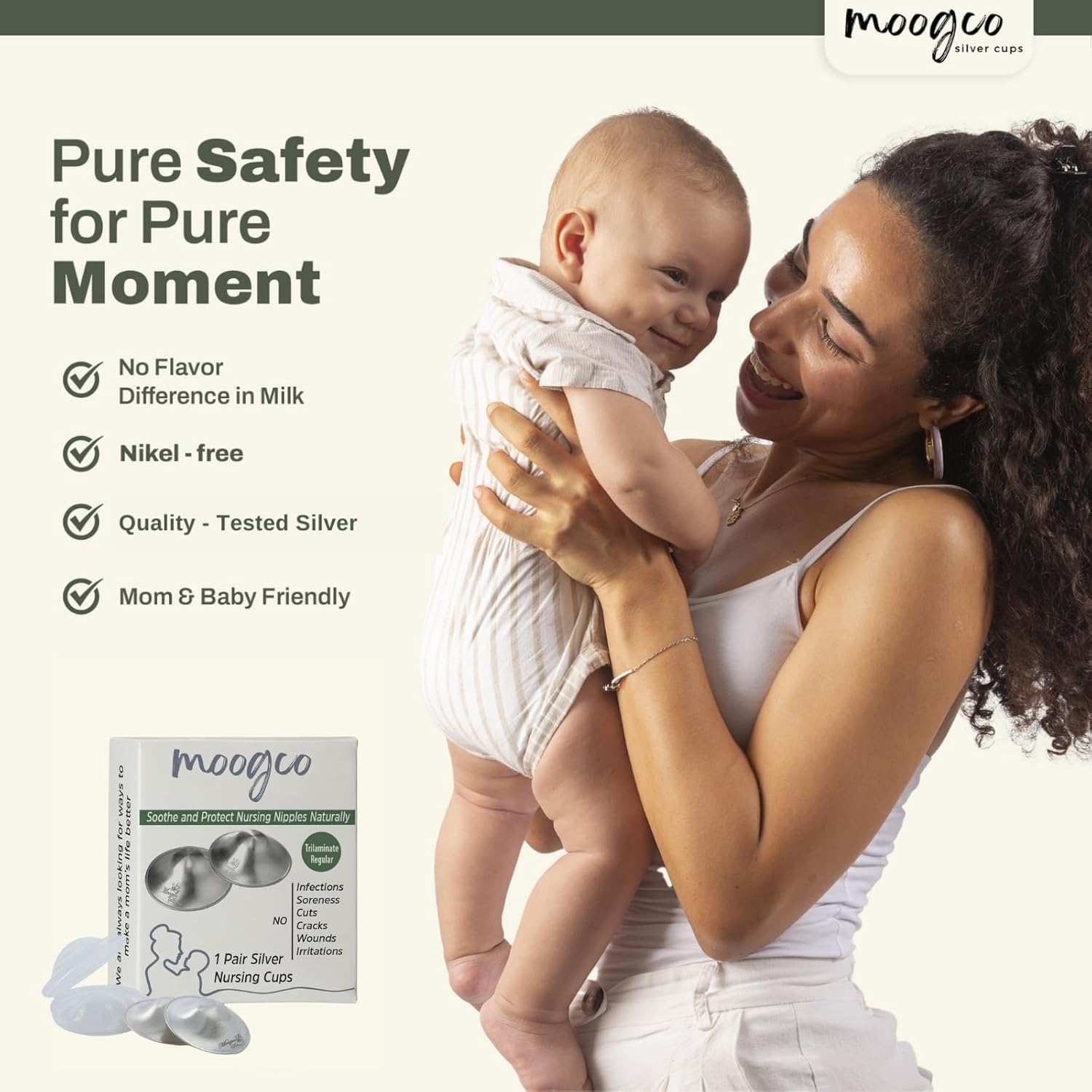 MOOGCO silver nipple covers easy clean, simple rinse with mild soap.