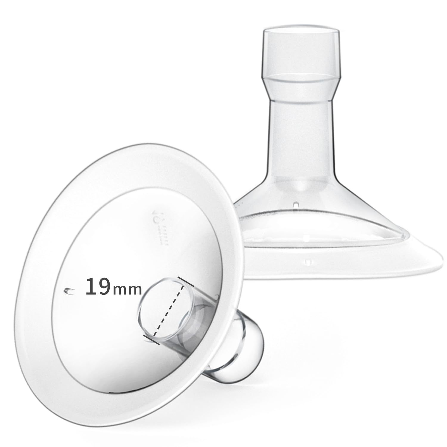 MOOMentaneous 19mm oval flanges assembly for Medela-compatible pumps improves pump comfort.