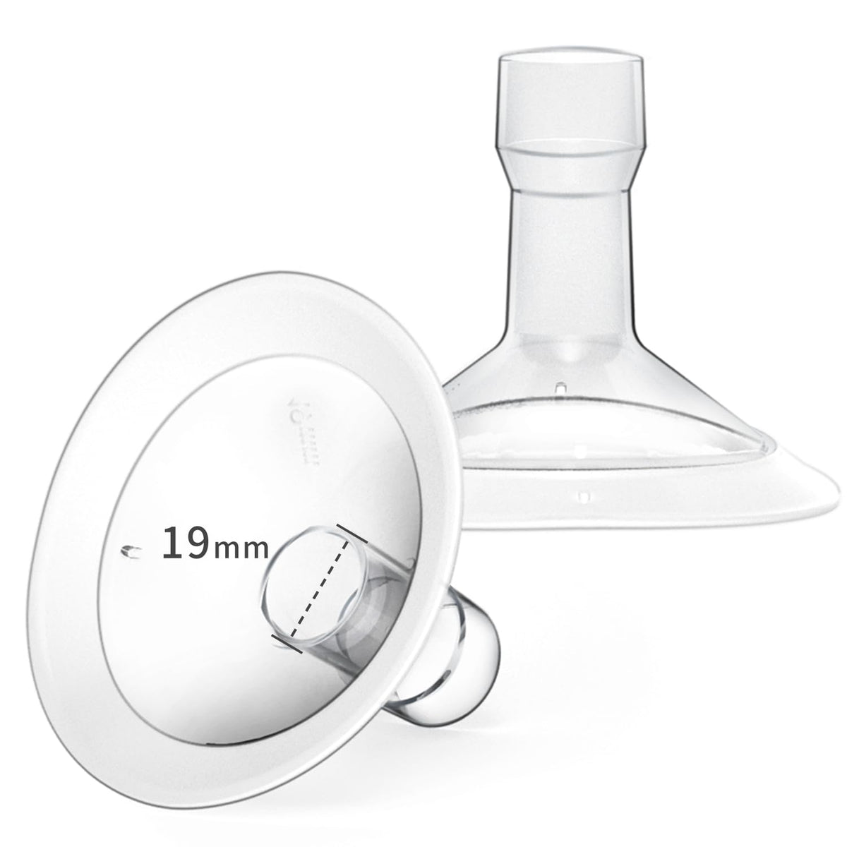 MOOMentaneous 19mm oval flanges assembly for Medela-compatible pumps improves pump comfort.