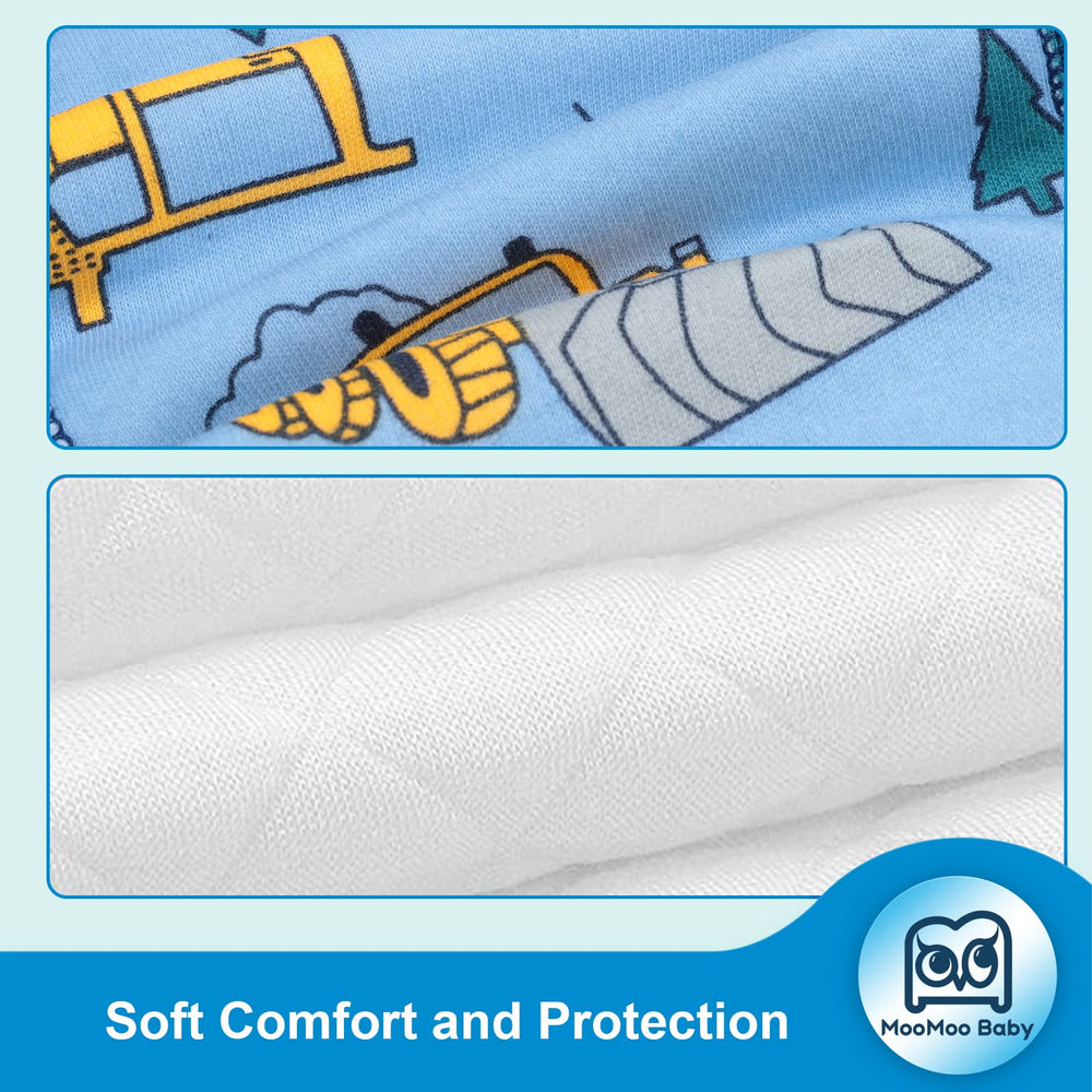 MooMoo Baby outer 100% cotton material offers soft, skin-friendly wear.