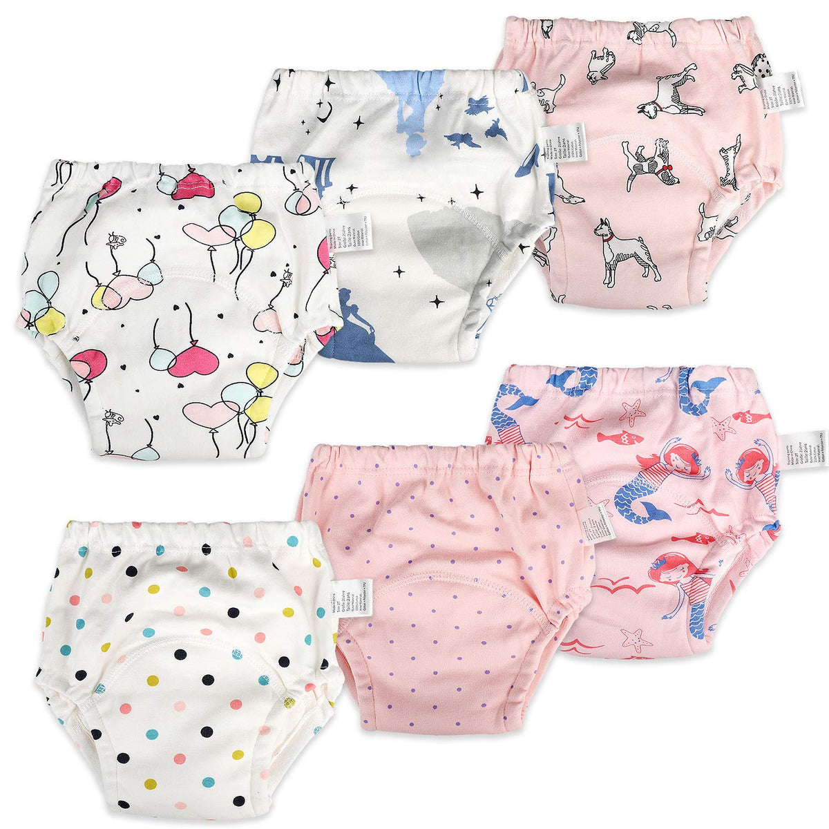 MooMoo Baby mermaid 4T pink training pants front closeup showing comfy waistband for toddler potty training