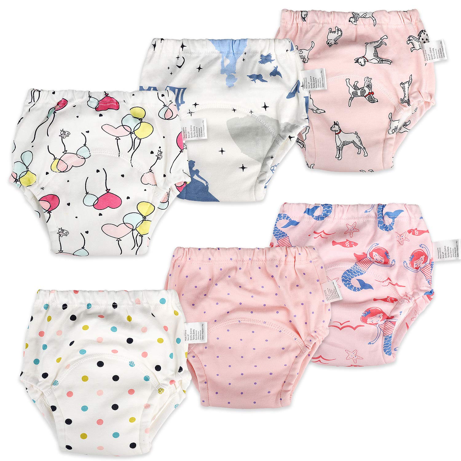 MooMoo Baby Mermaid 6T pink training pants front view for gentle potty training