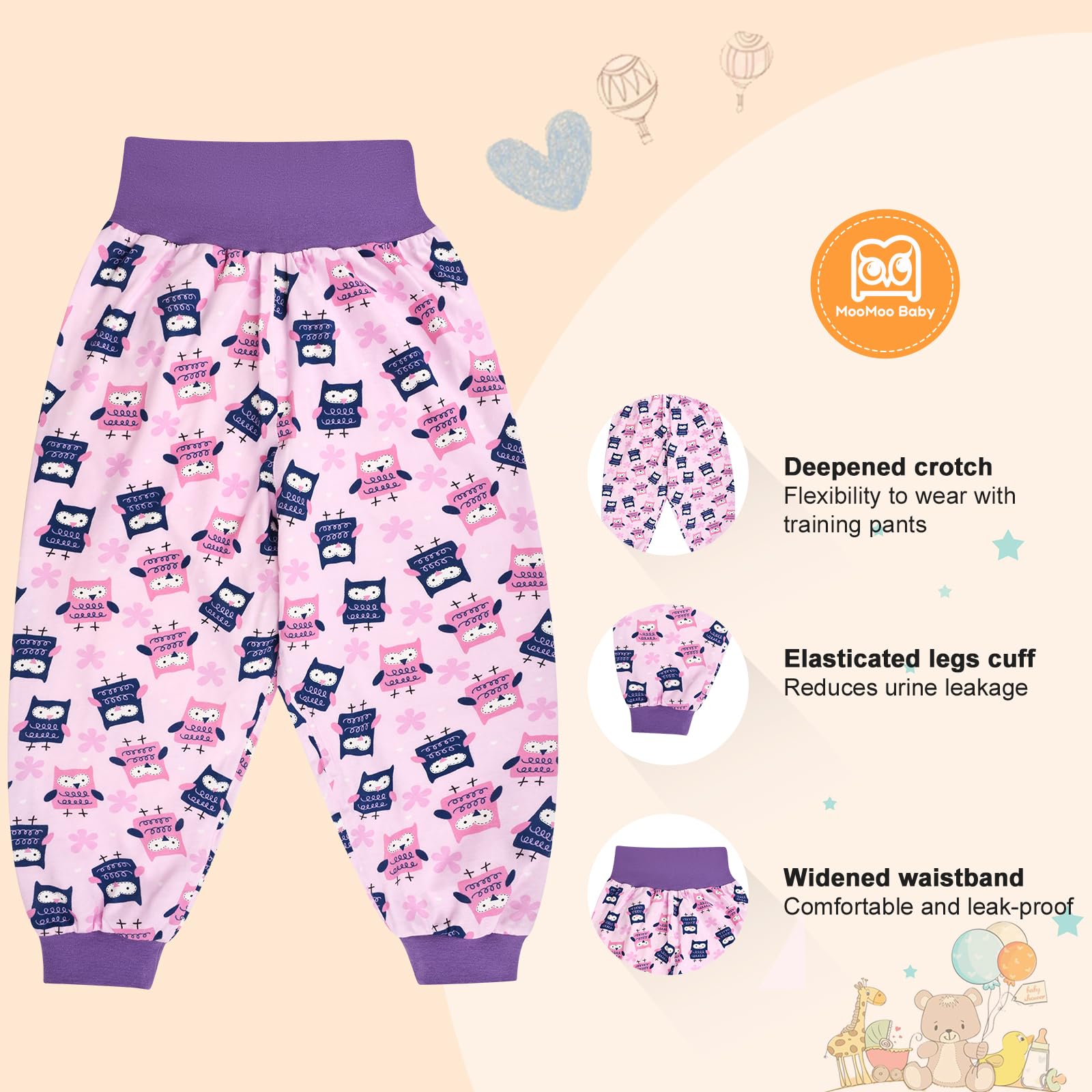 MooMoo Baby ribbed cuffs boost leak protection and a snug fit.