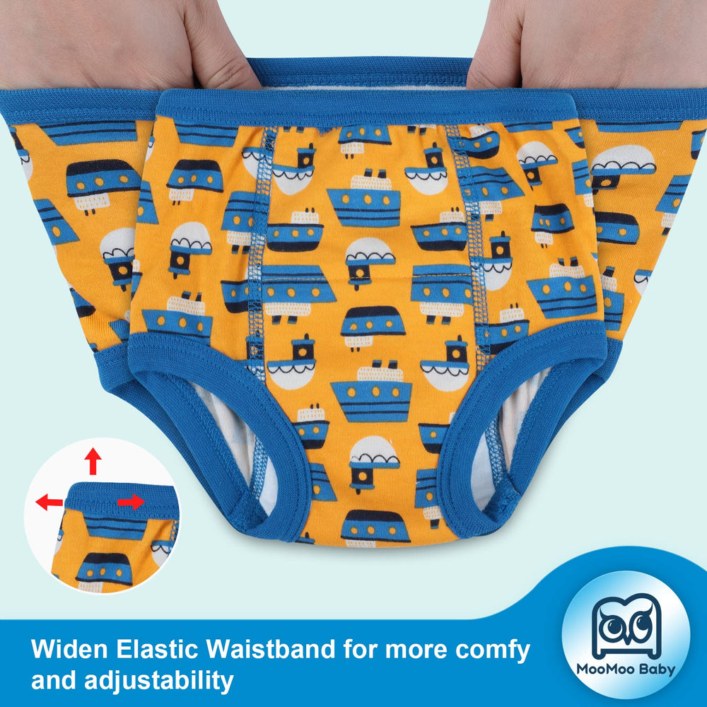 MooMoo Baby underwear with snug elastic waistband for easy pull-on.