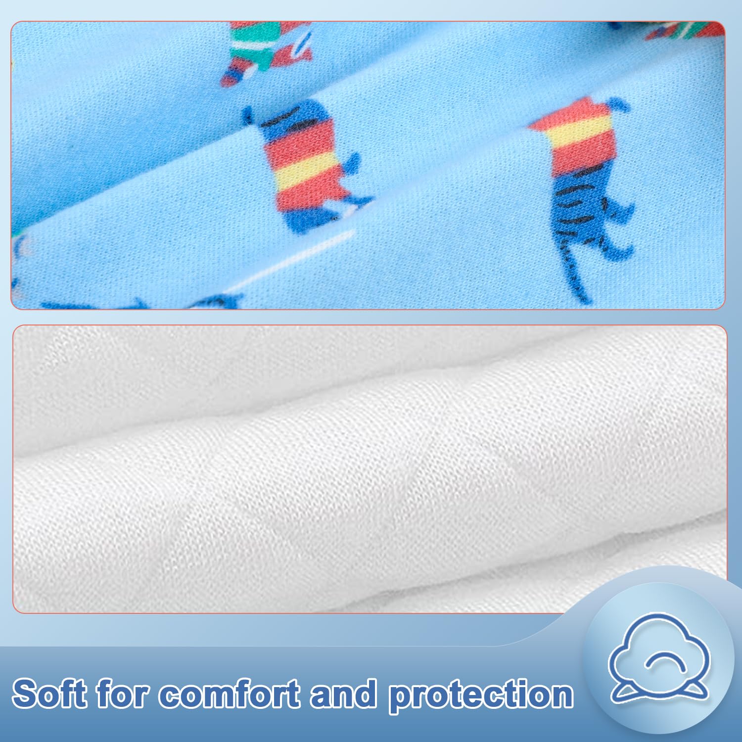 MooMoo Baby training pants feature covered elastic for a secure fit.