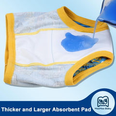 MooMoo Baby cotton underwear shows elastic waistband for easy on and off.