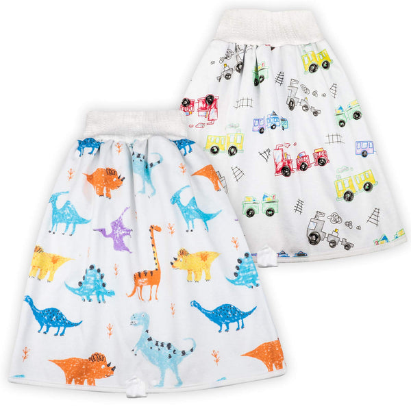 MooMoo Baby waterproof diaper skirt for night time protects bedding and keeps baby dry
