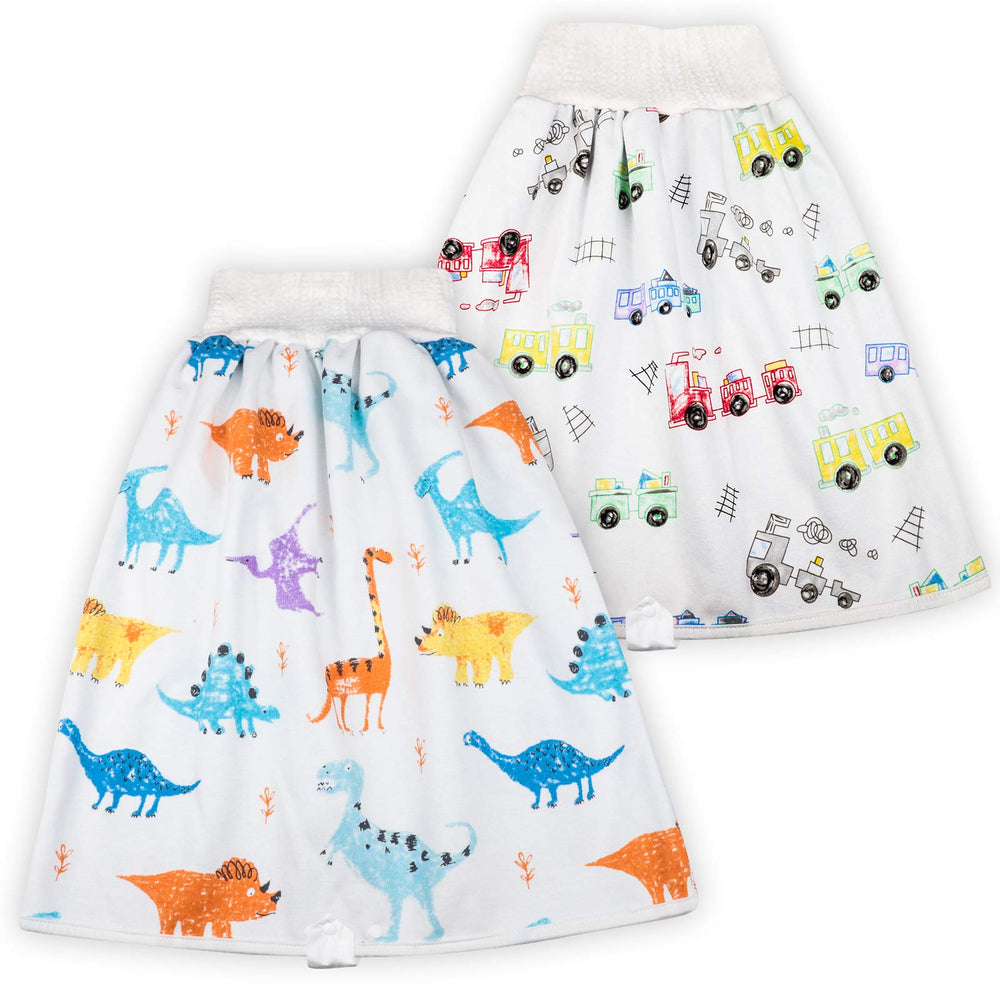 MooMoo Baby waterproof diaper skirt for night time protects bedding and keeps baby dry