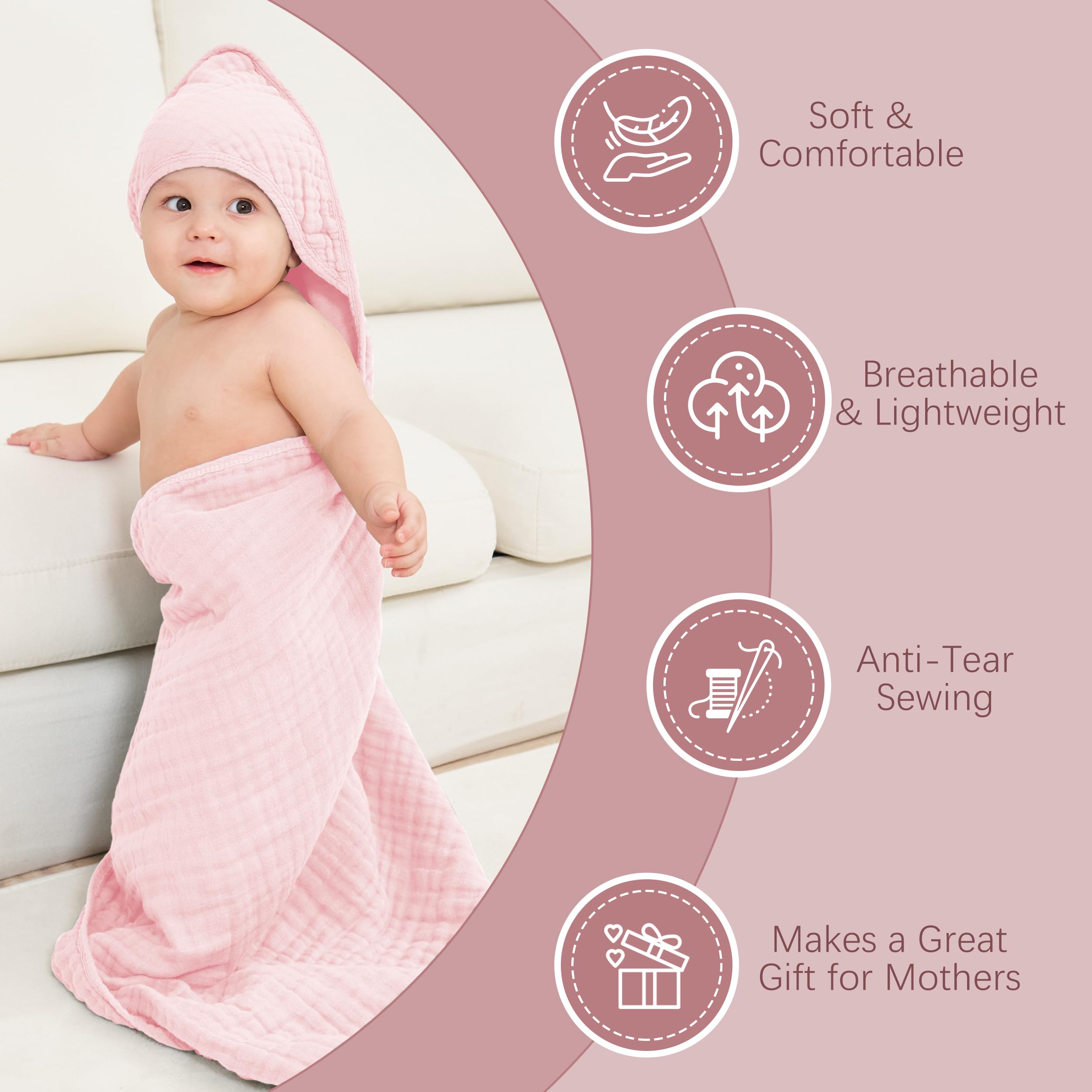 MOON PARK 32x32 inch towel laid flat for newborn coverage and growing kids