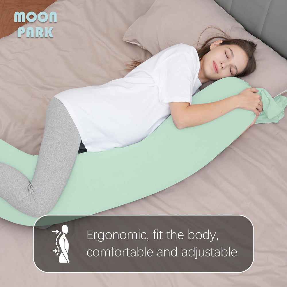MOON PARK ergonomic I-shaped full-body pillow supports head, back, belly, and hips